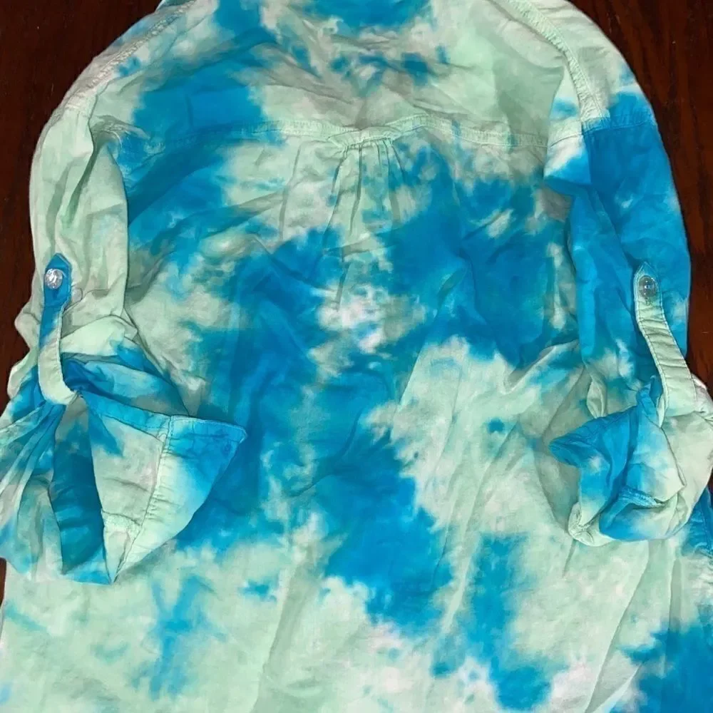 Girls justice tye dye bling button up